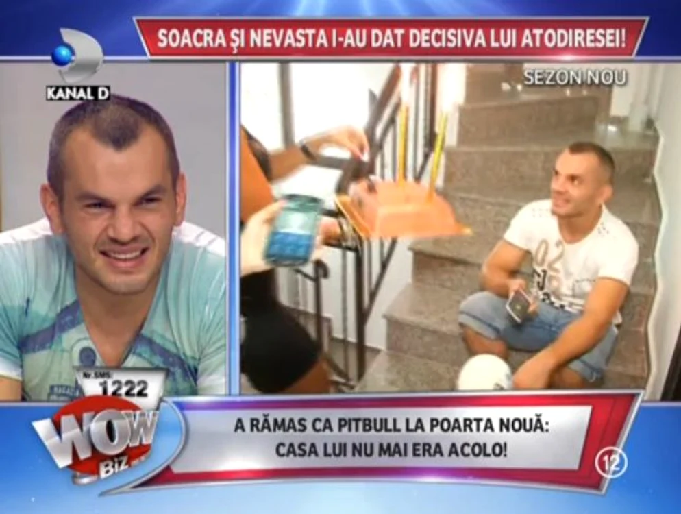 După câteva minute de confuzie şi ceartă cu vecinii, Ionuţ a aflat că totul a fost doar o farsă pusă la cale de soacra lui (captură: WOWbiz)