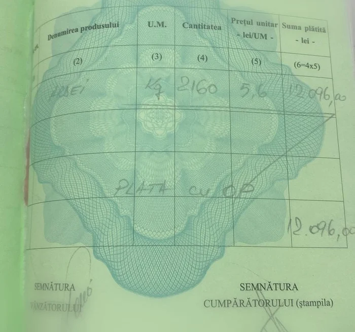 Ultimul exemplar al filei din carnetul de comercializare rămâne la carnet FOTo: arhiva D.P.