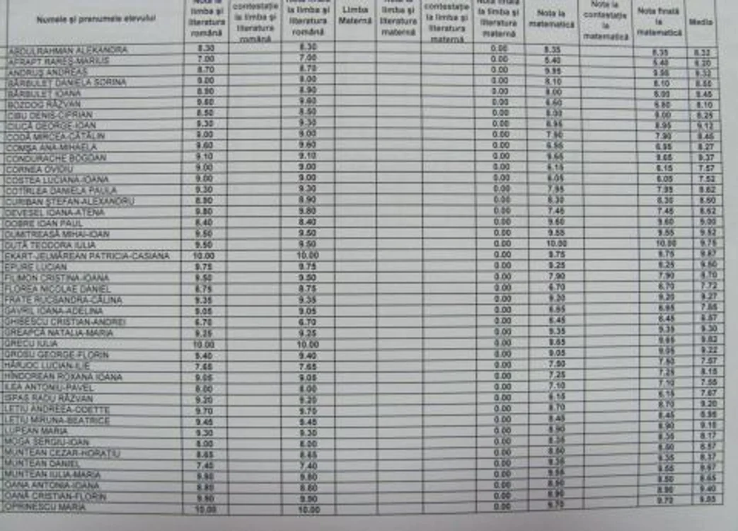 Rezultate testare naţională Alba