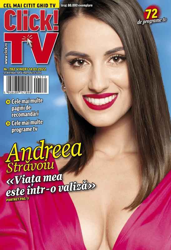 Andreea Străvoiu a realizat o şedinţă foto pentru noua ediţie a revistei Click! TV, cel mai îndrăgit ghid tv din România, care apare în fiecare vineri