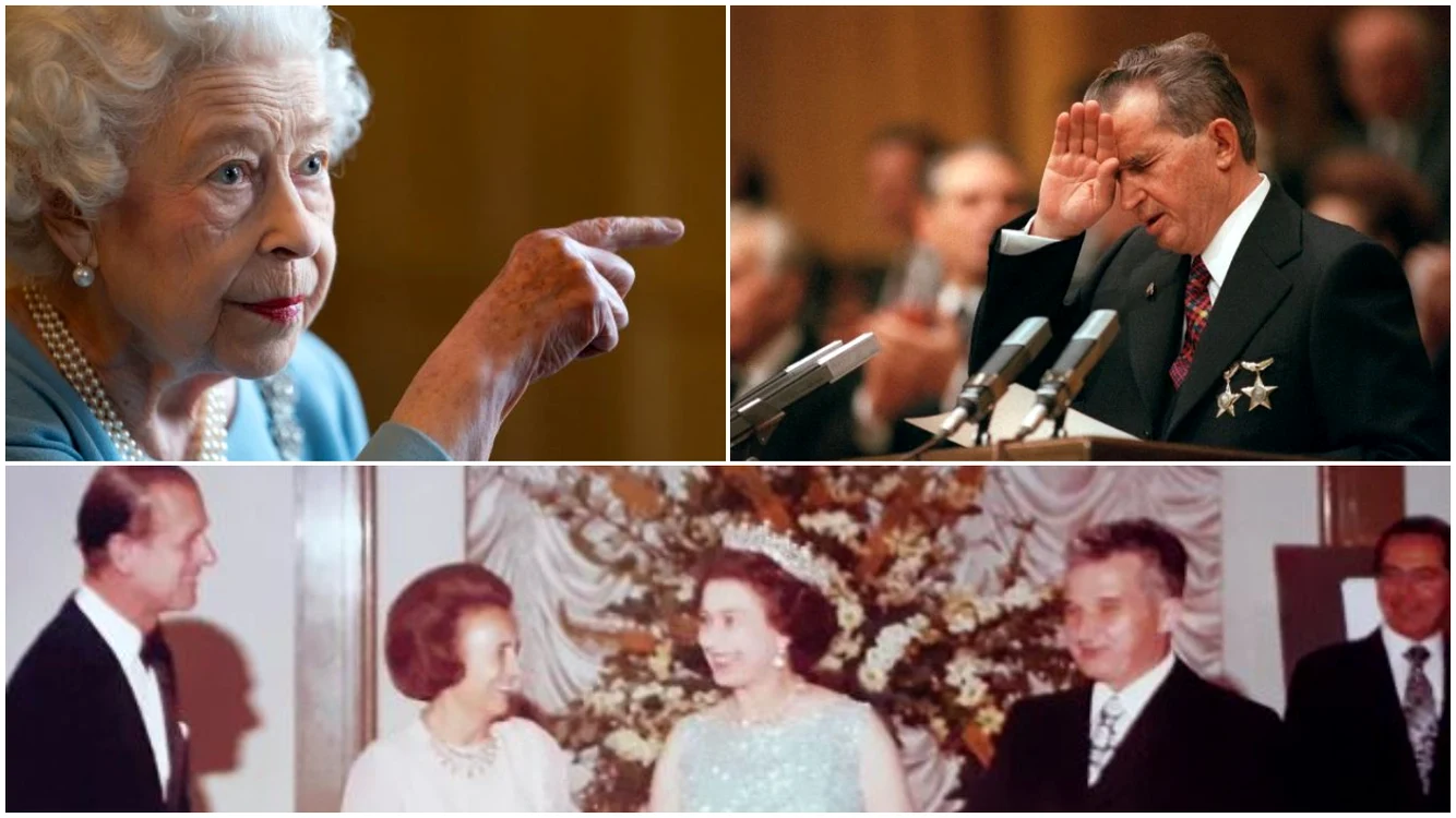 Ceaușescu și Regina Elisabeta. Foto: colaj Click