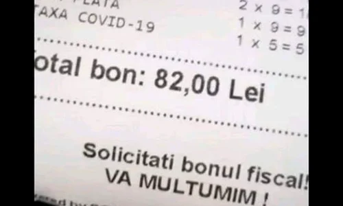 Pe nota de plată eliberată de WHYS Bar apare taxa COVID 19 jpeg