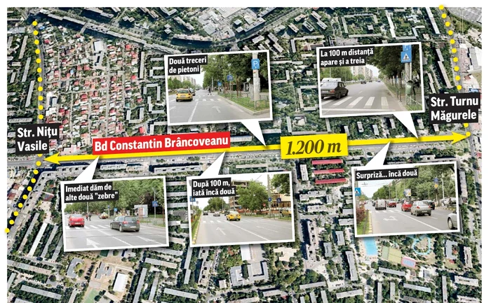 
    Pe o distanţă de un kilometru, Administraţia Străzilor a trasat nouă «zebre»Foto: Florin Şuler  