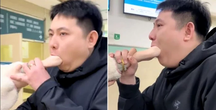 Un bărbat din China a rămas cu mâna iubitei blocată în gură