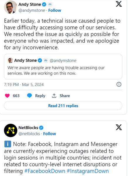 Reacția Meta, imediat după ce serviciile sale Facebook și Instagram au fost afectate de o întrerupere globală