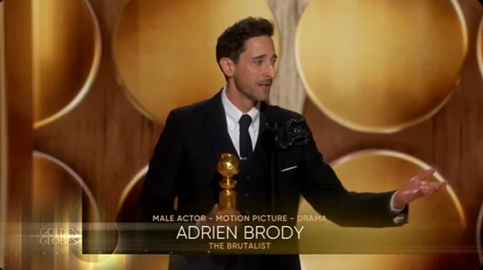 Adrien Brody - Cel mai bun actor într-un film – dramă (The Brutalist) Foto: Captură Video