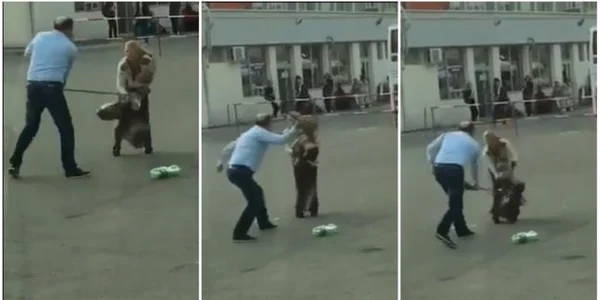 femeie batuta cu coada de mop