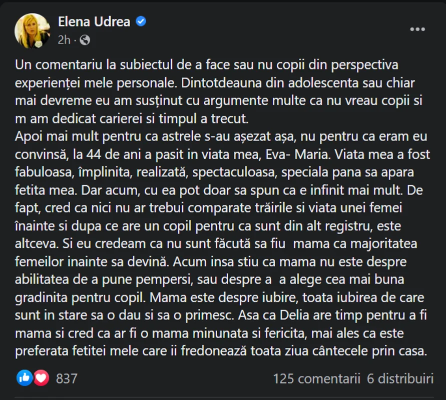 Elena Udrea și-a dat cu părerea despre afirmațiile Deliei