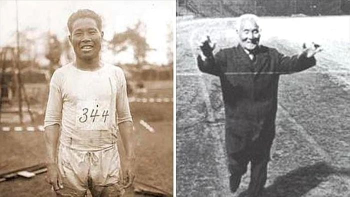 Shizo Kanakuri în 1912 şi în 1967 (foto: EUROSPORT.FR)