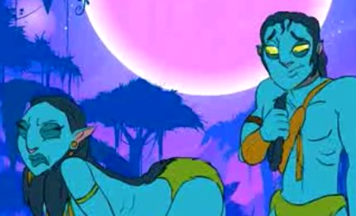 
    Neytiri îl iniţiază pe Jake în arta amorului pe planeta Pandorra  
