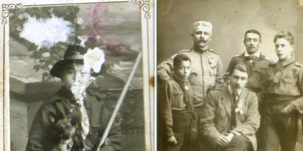 Cercetaşul Gheorghe Petraşcu şi superiorii săi militari FOTO Muzeul de Istorie din Tecuci