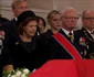 Regina Silvia cu Regele Carl Gustaf și Prințesa Charlene cu Prințul Albert de Monaco la funeraliile Regelui Harald.