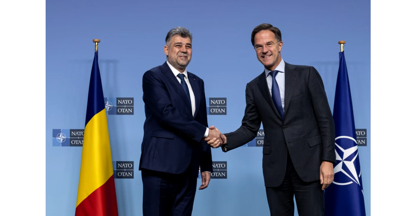 Mark Rutte și Marcel Ciolacu. FOTO Guvernul României