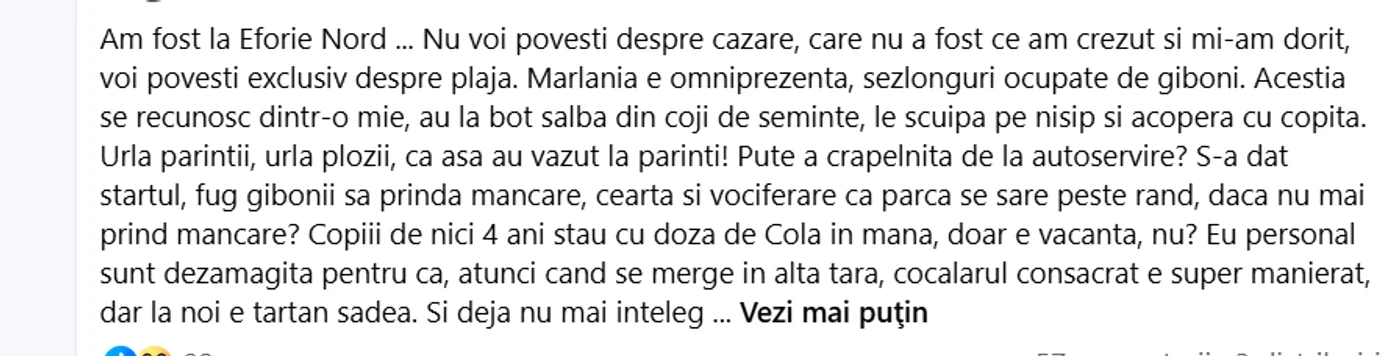 Postarea turistei FOTO: captură Forum Litoral România