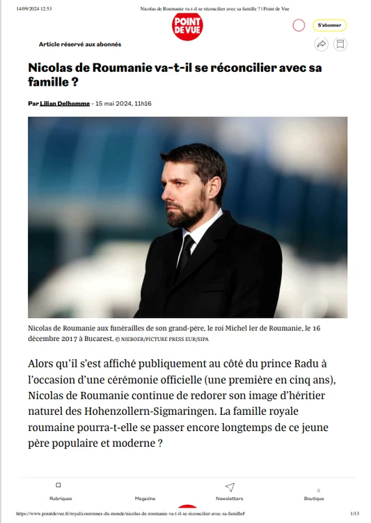 Printscreen Nicolae al României Point de Vue