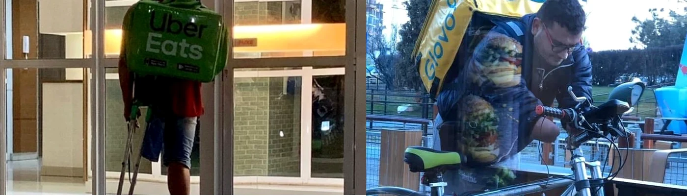 
    Tânărul care livrează mâncare prin Uber Eats nu are un piciorfoto: captura Facebook  