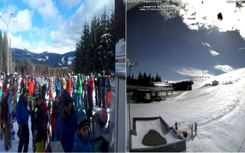 Pârtiile de la Ski Resort Transalpina de la Vidra - Vâlcea luate cu asalt în weekend închise în timpul săptămânii Foto colaj