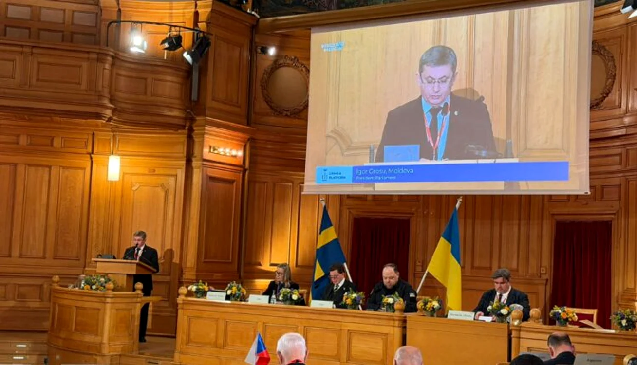 Grosu a făcut afirmația în Suedia, unde a avut loc evenimentul. FOTO: Multimedia.parlament.md