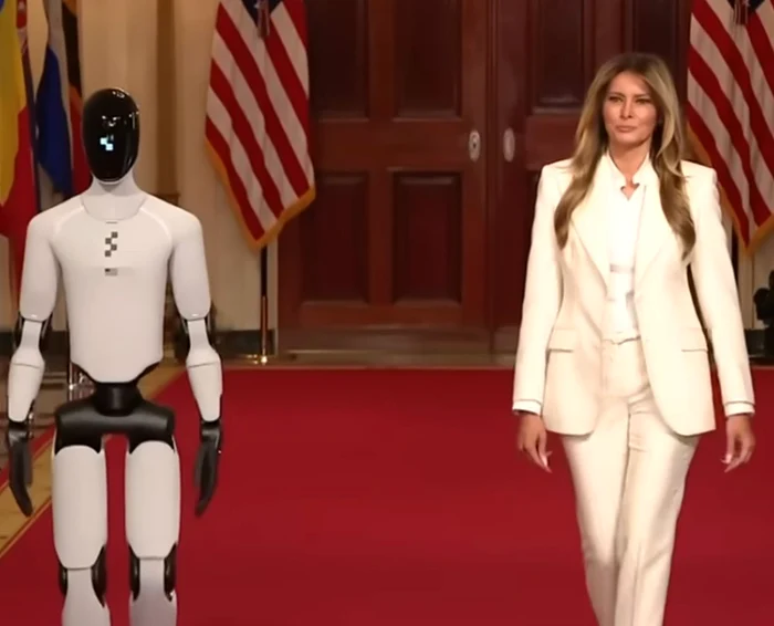 Melania Trump a pășit pe covorul roșu alături de un robot umanoid / foto: captura video