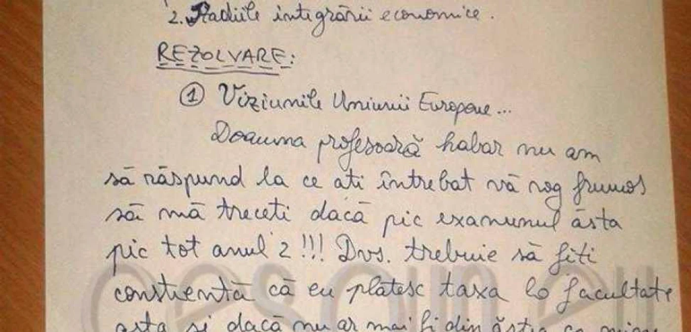 Lucrarea studentului tupeist
