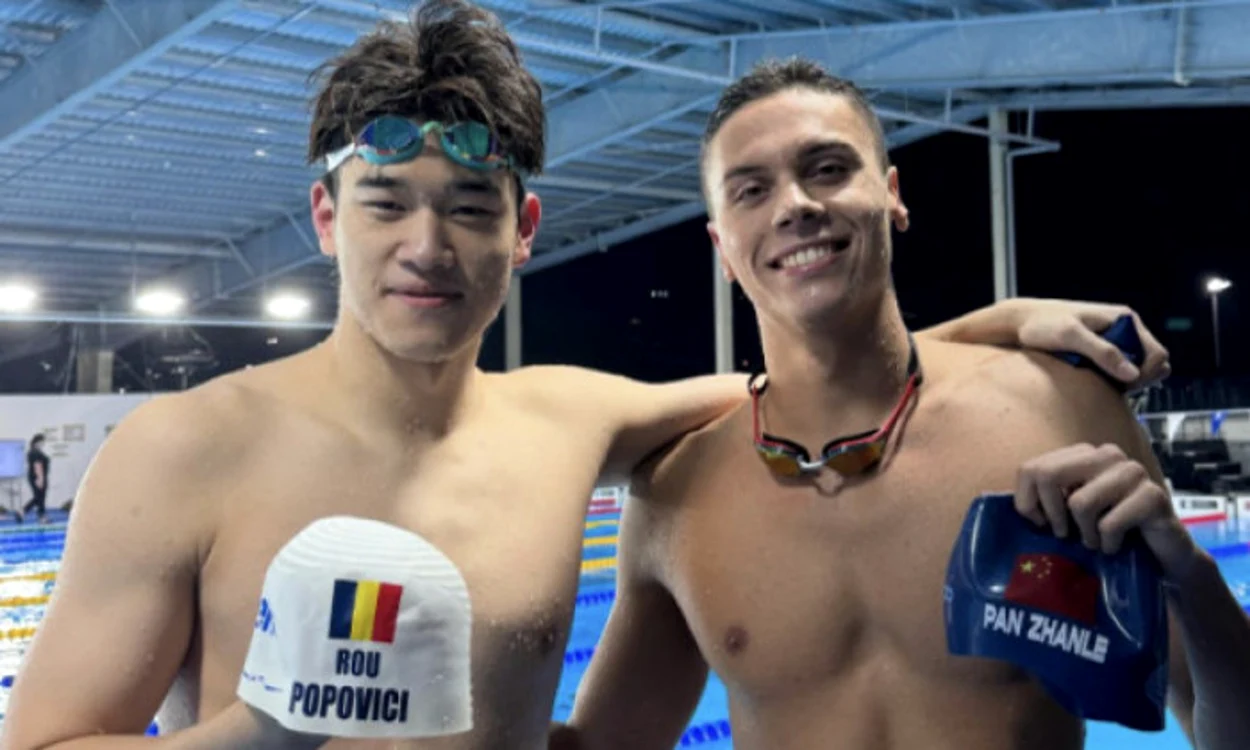 Pan Zhanle și David Popovici, campioni de nota 10. Foto World Aquatics