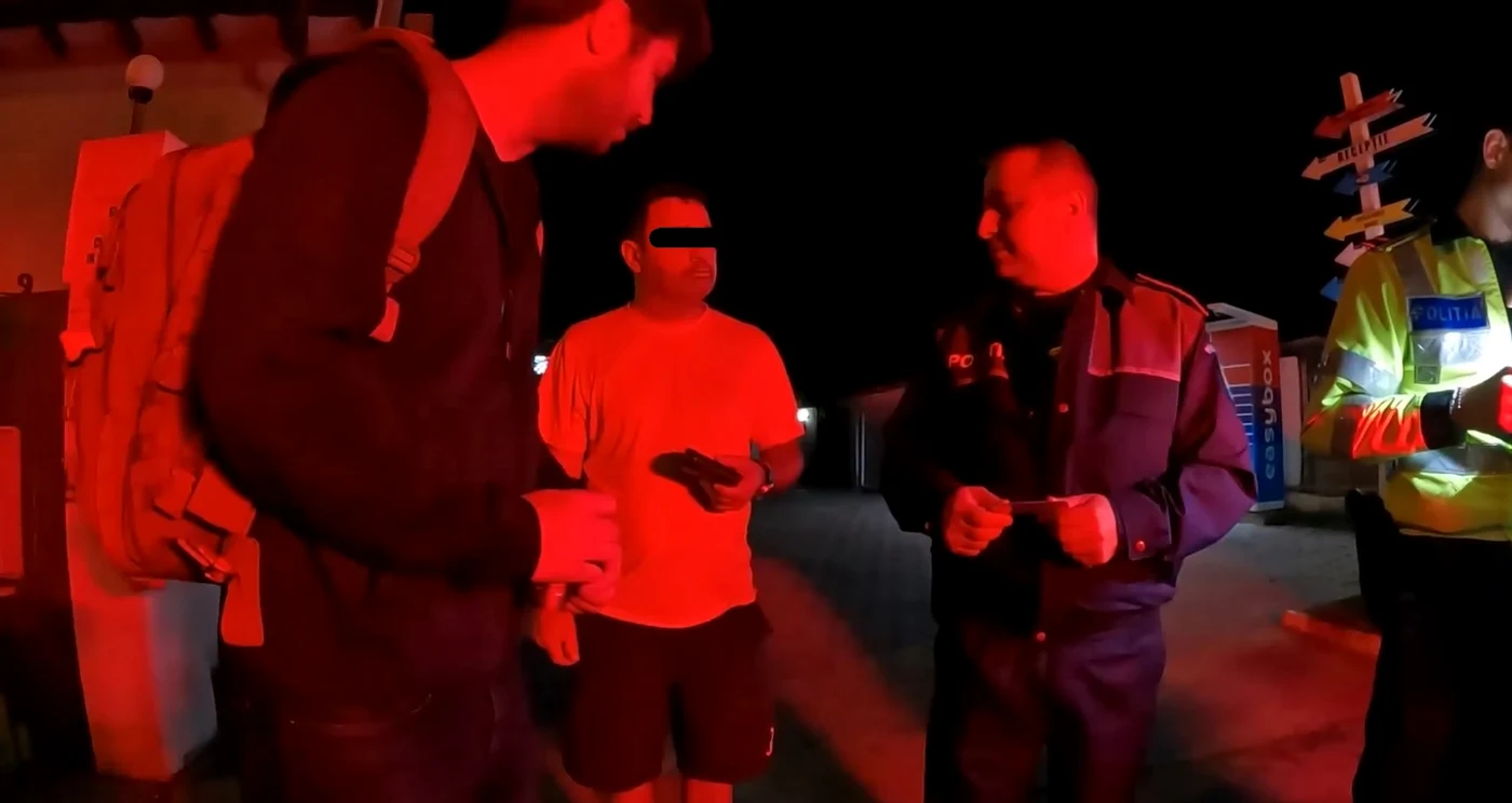 Presupusul prădător, între „Justițiarul de Berceni” și agenții de Poliție. Foto: captura Facebook