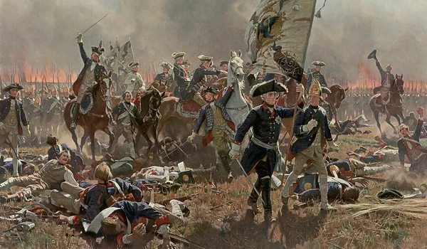 Frederic al II-lea în Bătălia de la Zorndorf, pictură de Carl Röchling 