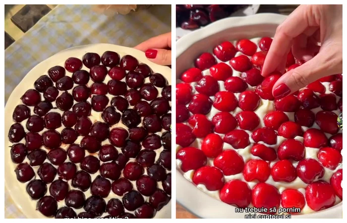 Tiramisu cu cireșe / FOTO: Colaj captură video TikTok