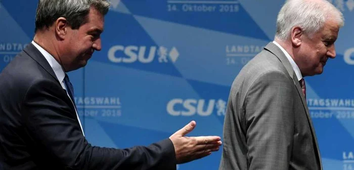 Premierul Bavariei, Markus Söder, şi şeful CSU, Horst Seehofer