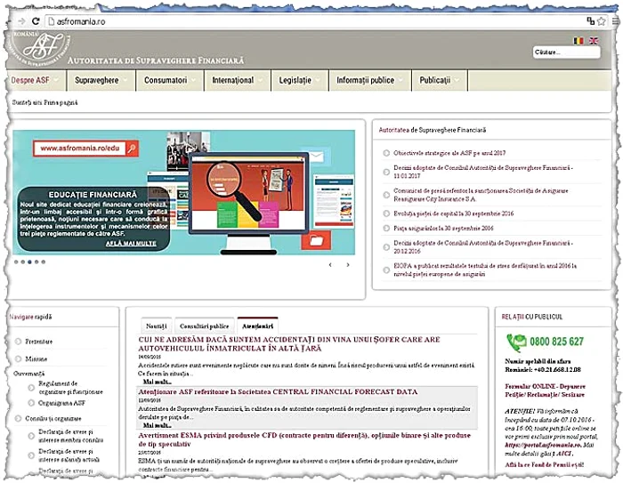 Pasul 1. Pe site-ul ASF intri la secţiunea Relaţii cu publicul