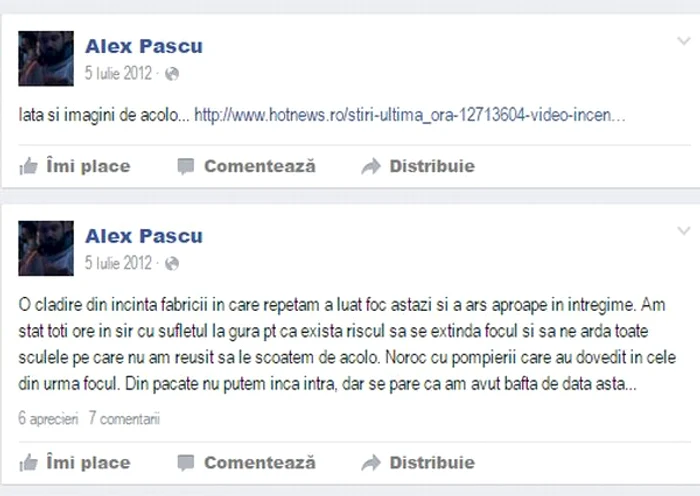 Aceasta este postarea din 2012 a lui Alex Pascu prin care a reuşit să semene panică