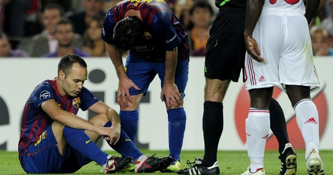 Iniesta s-a accidentat în meciul cu AC Milan