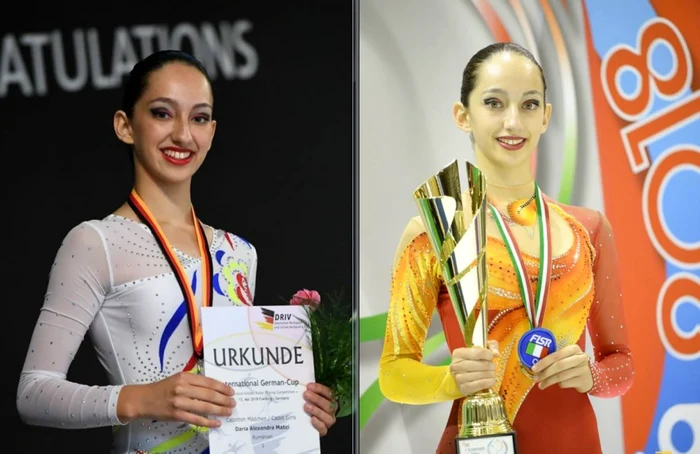 Două ipostaze de podium ale Dariei Alexandra Matei FOTO Arhiva familiei Matei