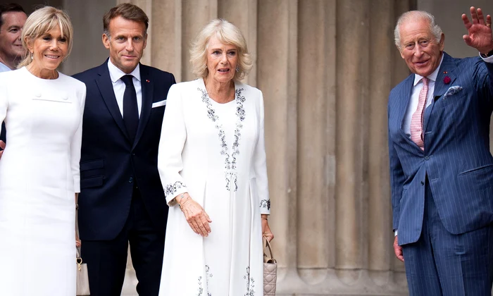 Regele Charles și Regina Camilla alături de președintele francez Emmanuel Macron și prima doamnă Brigitte Macron, Profimedia (2) jpg