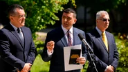 George Simion - Dungaciu - Peiu Delegația AUR FOTO Mediafax 