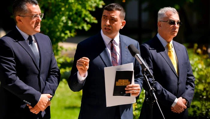 George Simion - Dungaciu - Peiu Delegația AUR FOTO Mediafax 
