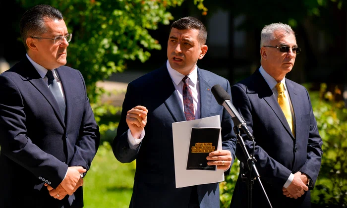 George Simion - Dungaciu - Peiu Delegația AUR FOTO Mediafax