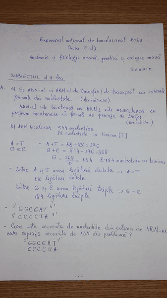 Simulare Bac 2023. Cum puteau fi rezolvate subiectele la Anatomie UPDATE