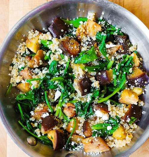 Vinete la cuptor, cu quinoa si branza feta jpeg