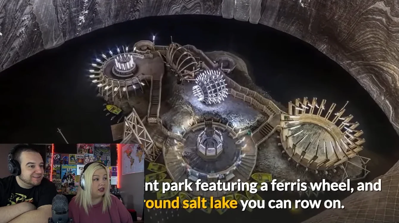 Salina Turda și minunile ei - marea surpriză pentru doi vloggeri americani Captură video YouTube
