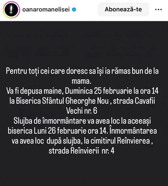 Anunțul făcut de Oana Roman, pe Instagram