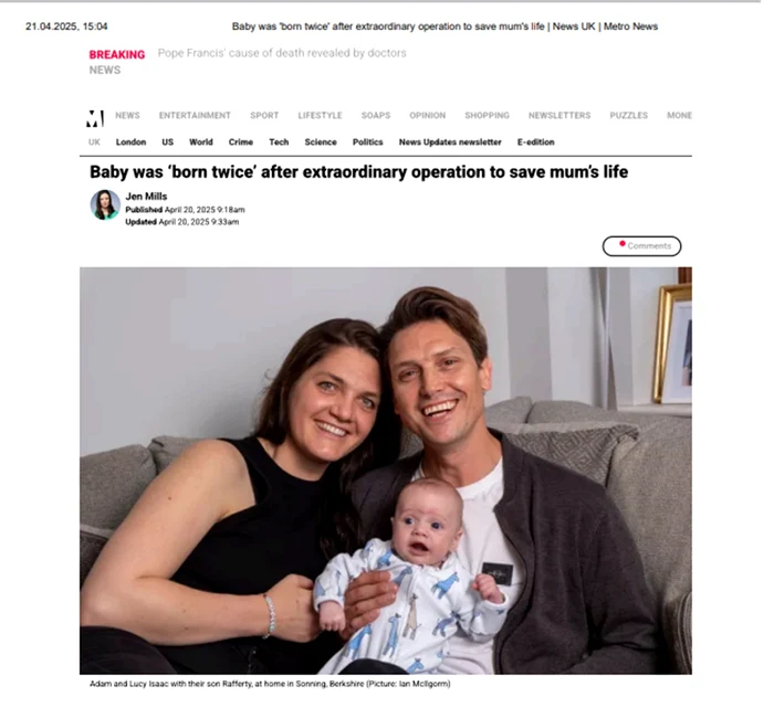 Rafferty Issac bebelușul născut de două ori alături de familie Sursă metro.co.uk