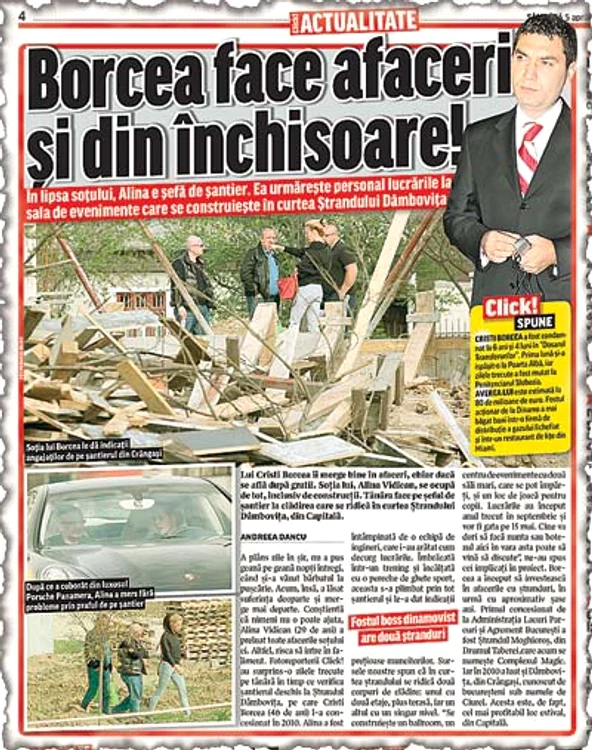 Click! v-a prezentat în  5 aprilie “inspecţia” pe şantier a Alinei