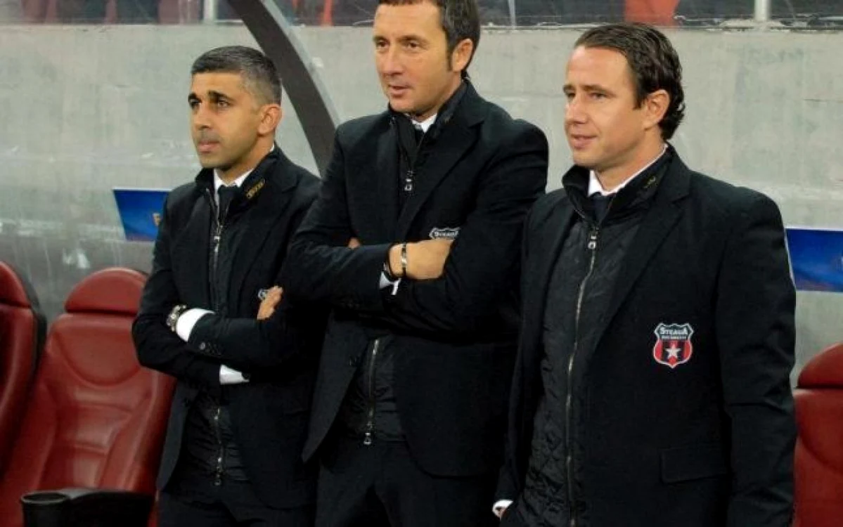 Mihai Stoica (centru) şi Laurenţiu Reghecampf sunt siguri că Steaua trece de Dinamo Tbilisi