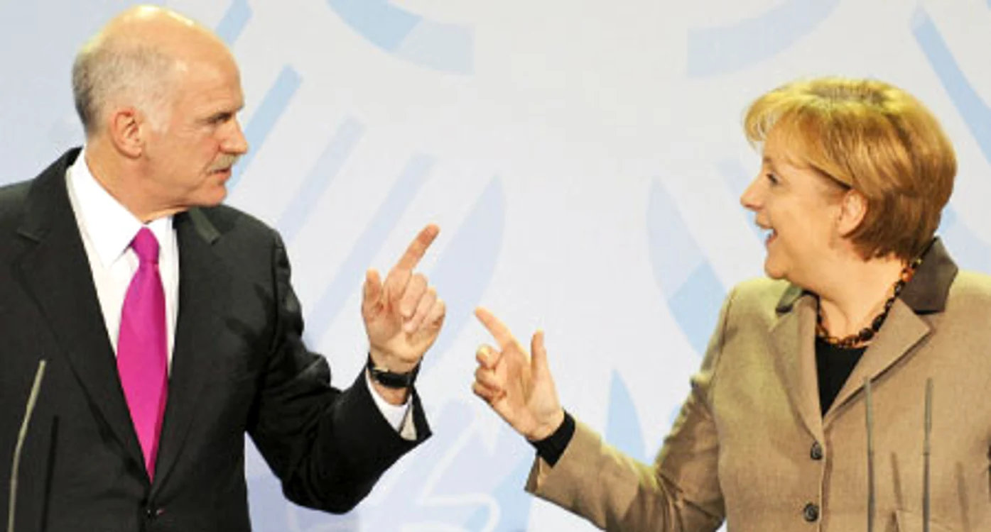 Georgios Papandreou şi Angela Merkel  