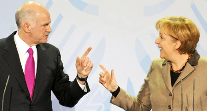 Georgios Papandreou şi Angela Merkel  