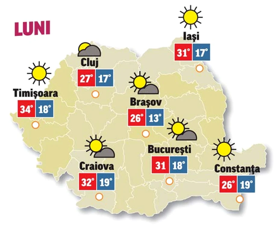 După cum arată prognoza meteo 15 iunie, vremea va fi caldă, dar gradul de disconfort termic se va accentua.
