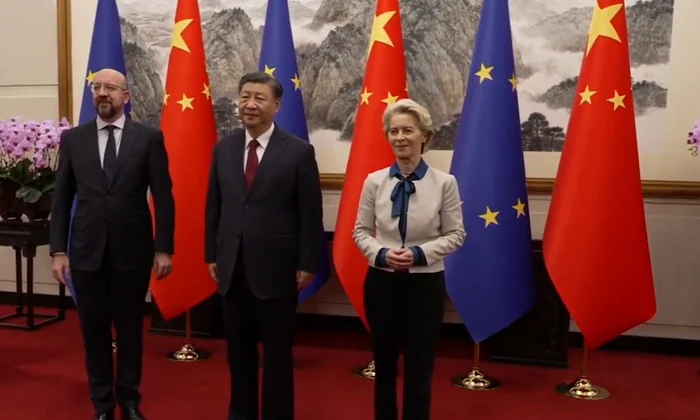 Charles Michel   Xi Jinping   Ursula von der Leyen foto captura video jpg