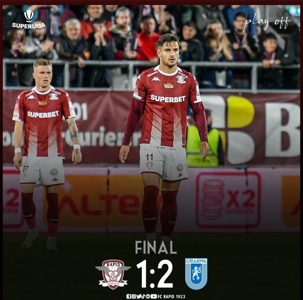 Victorie clară pentru Universitatea Craiova, 2-1 cu Rapid, în Superligă