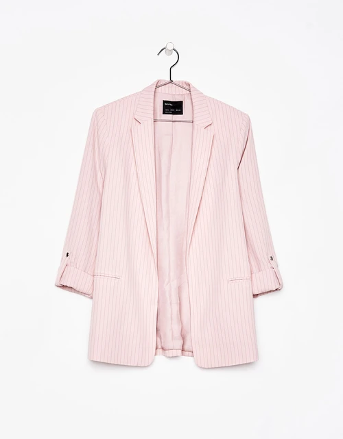 Sacou în dungi roz, Bershka, 149,90 lei jpg jpeg